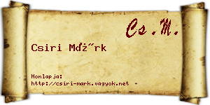 Csiri Márk névjegykártya